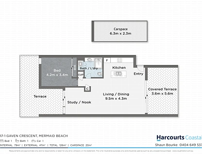 17/1 Gaven Crescent, Mermaid Beach, Gold Coast, 1 Kuwarto, 1 Banyo, Apartment