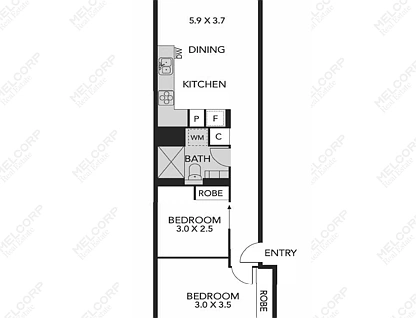 301/151 Berkeley Street, Melbourne, Melbourne CBD, 2 ਕਮਰੇ, 1 ਬਾਥਰੂਮ, Apartment
