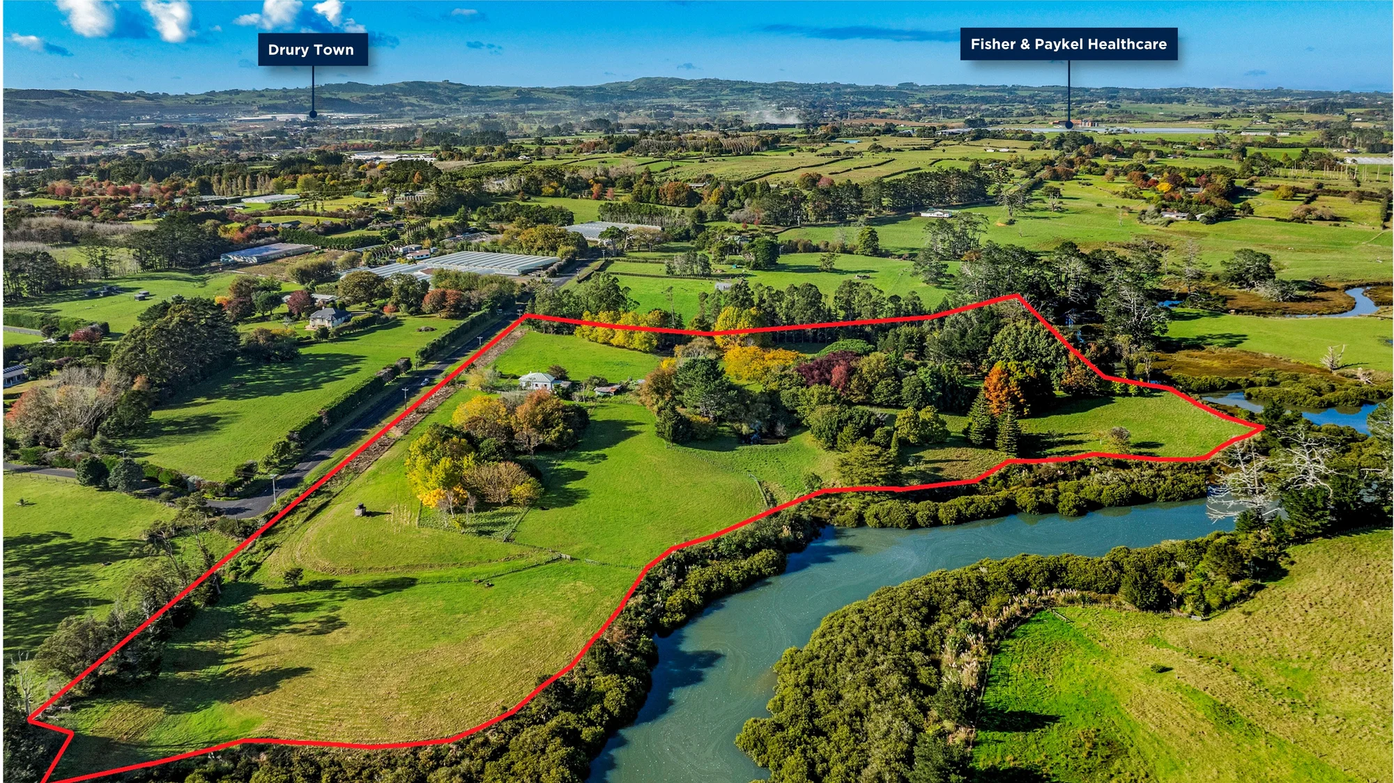 Karaka Future urban landholding with estuary frontage