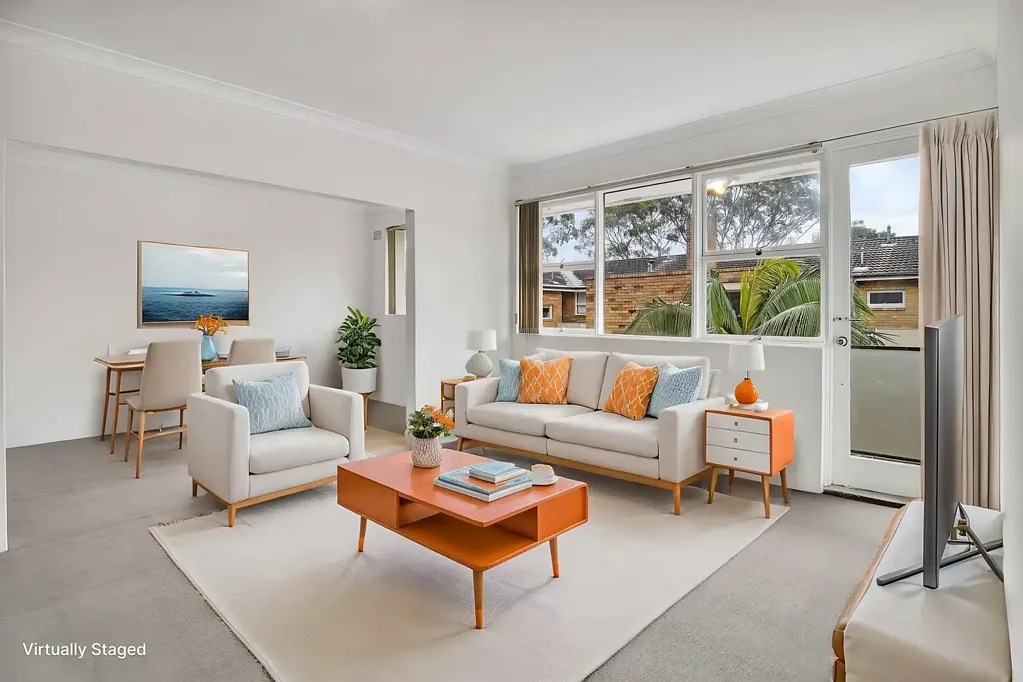 Two bedroom, plus study top floor apartment