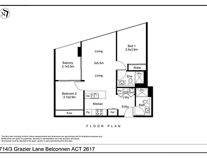 714/3 Grazier Lane, Belconnen, Belconnen District, 2 침실, 2 욕실, Apartment