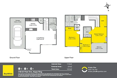 1/48-54 Fleet Drive, Kippa-Ring, QLD 4021, 3房, 2浴, Townhouse