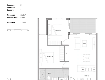 102/405 Neerim Road, Carnegie, Bayside, 2部屋, 1バスルーム, Apartment