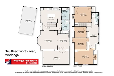 फ्लोर प्लान - 348 Beechworth Road, Wodonga, VIC 3690