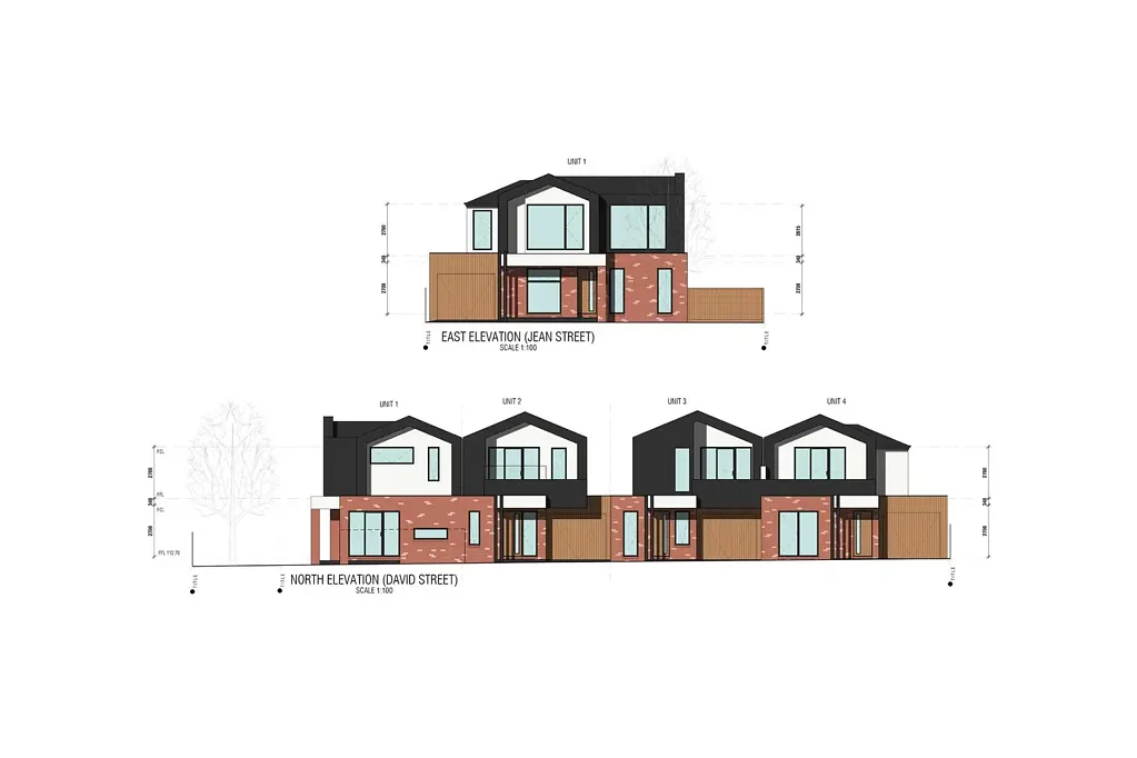 Lalor 3chambre Plans & Permits Approved for 4 Architecturally Designed Townhouses on a Prime Corner Block – 690sqm Approx.