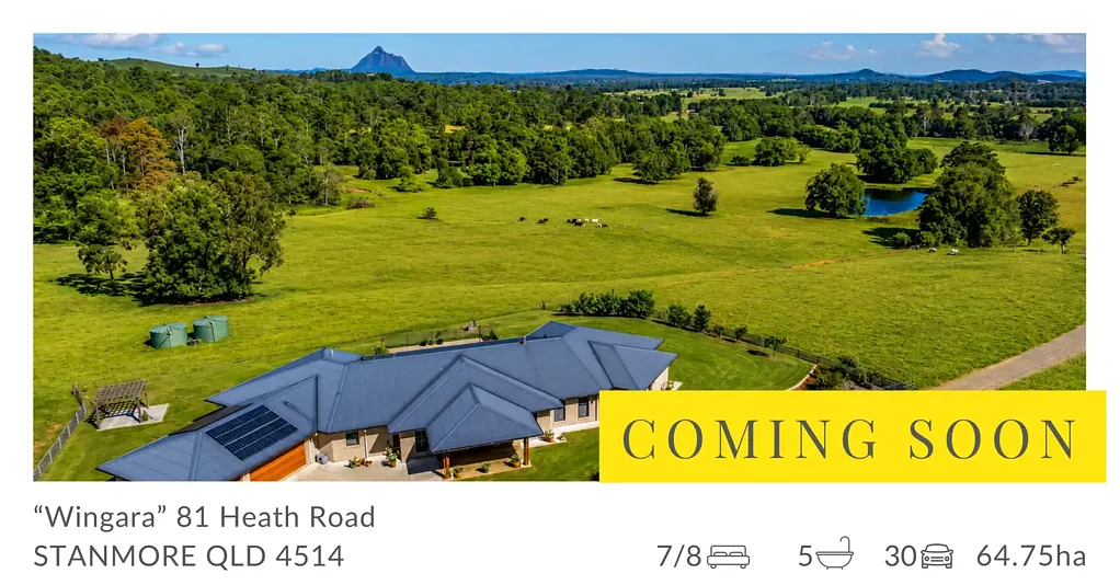 Stanmore 7ห้องนอน Wingara - A landmark 160 acre lifestyle estate beneath the Glass House Mountains