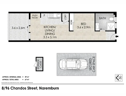 8/96 Chandos Street, Naremburn, Lower North Shore, 1房, 1浴, Apartment