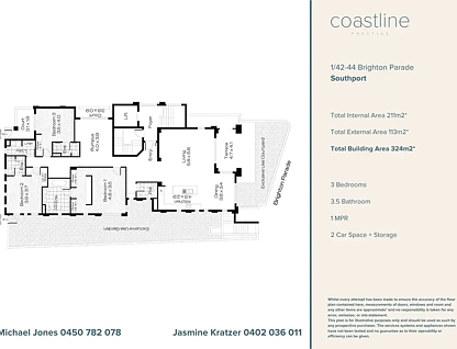 1/42-44 Brighton Parade, Southport, Gold Coast, 3 ห้องนอน, 3 ห้องน้ำ, Apartment