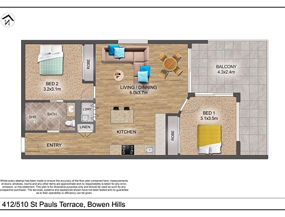 412/510 Saint Pauls Terrace, Bowen Hills, Brisbane - Inner City Region, 2 habitaciones, 1 baños, Apartment
