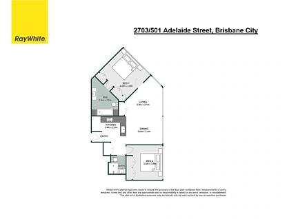 2703/501 Adelaide Street, Brisbane City, Brisbane - Inner City Region, 2部屋, 2バスルーム, Apartment