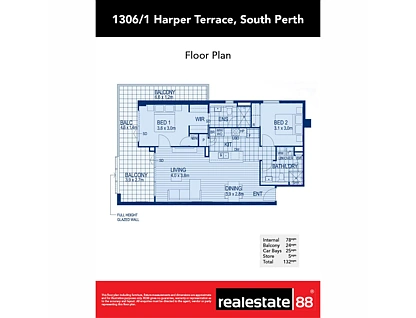 1306/1 Harper Terrace, South Perth, Perth CBD, 2 રૂમ, 2 બાથરૂમ, Apartment