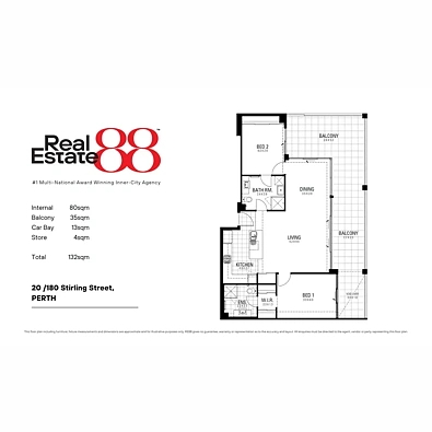 20/180 Stirling Street, Perth, WA 6000, 2 Bedrooms, 2 Bathrooms, Apartment