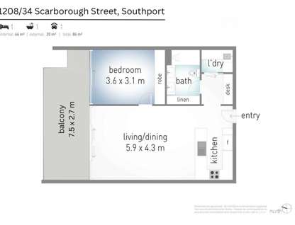 1208/34 Scarborough Street, Southport, QLD 4215, 1 Bedrooms, 1 Bathrooms, Apartment