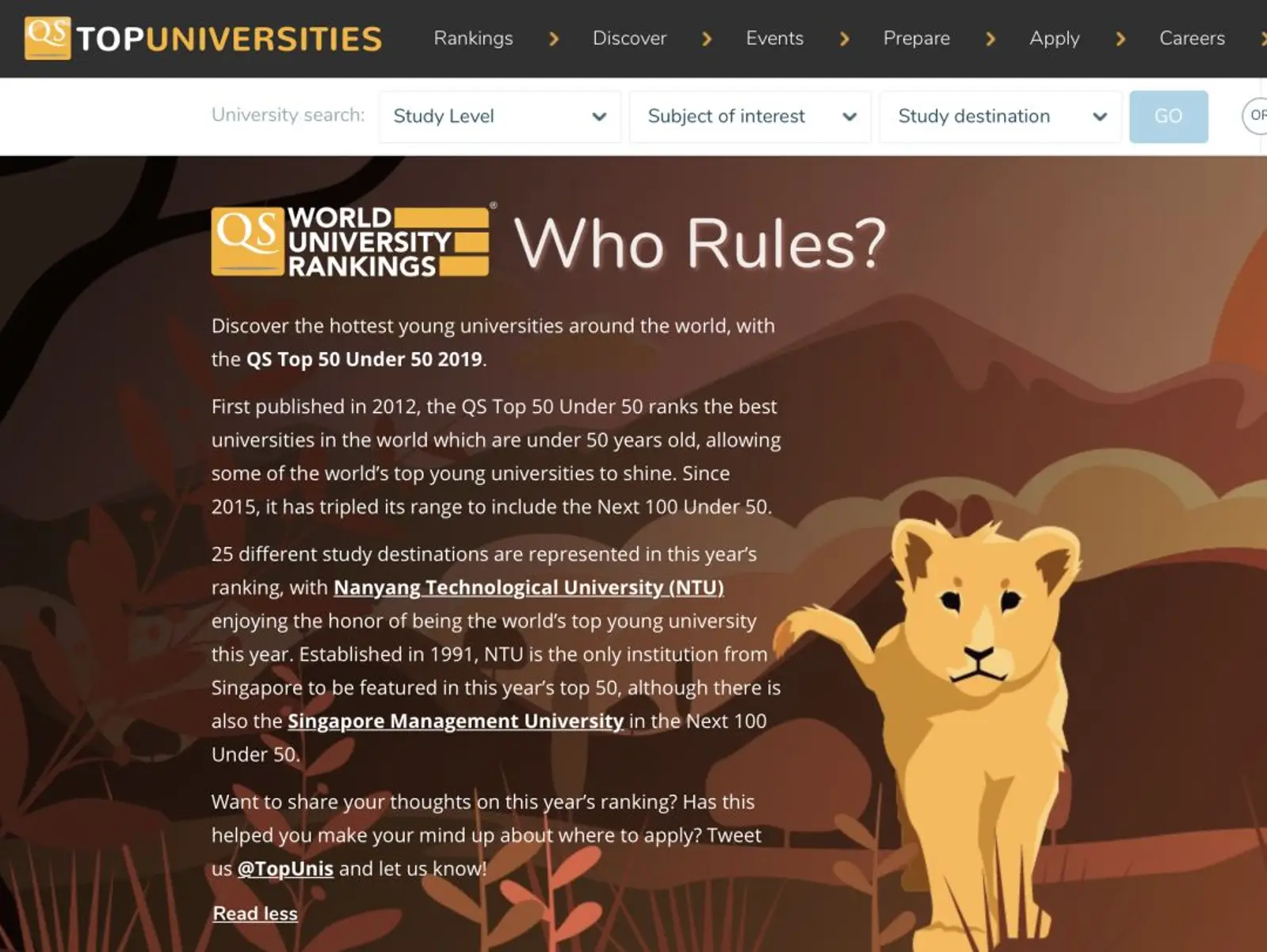 NTU被评为全世界最好的“年轻大学”！
