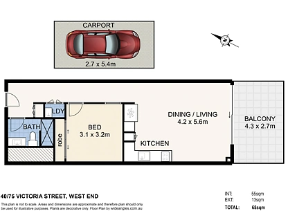 40/73-75 Victoria Street, West End, Brisbane - Inner City Region, 1 Bedrooms, 1 Bathrooms, Apartment