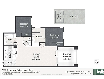 7007 Springfield Drive, Hope Island, Gold Coast, 2房, 2浴, Apartment