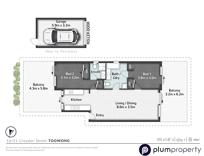 16/11 Croydon Street, Toowong, Brisbane Western Region, 2 habitaciones, 2 baños, Unit