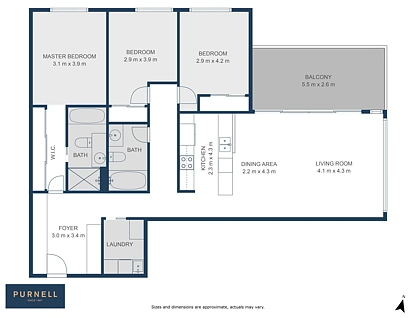 125/53 Eyre Street, Kingston, Inner South, 3 침실, 2 욕실, Apartment