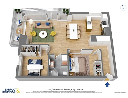 703/47 Hobson Street, City Centre, Auckland City, 2 Schlafzimmer, 1 Badezimmer, Apartment