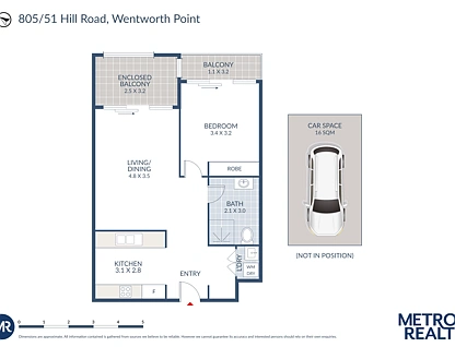 805/51 Hill Road, Wentworth Point, Parramatta (Northwest suburbs), 1 ห้องนอน, 1 ห้องน้ำ, Apartment