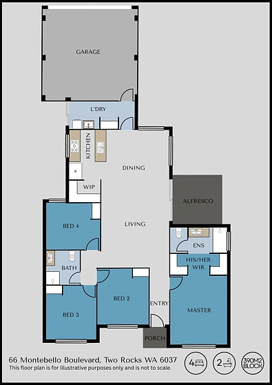 66 Montebello Boulevard, Two Rocks, WA 6037, 4房, 2浴, House