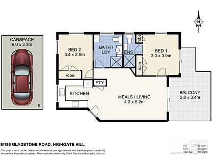 9/195 Gladstone Road, Highgate Hill, Brisbane - Inner City Region, 2 chambres, 2 salles de bain, Apartment