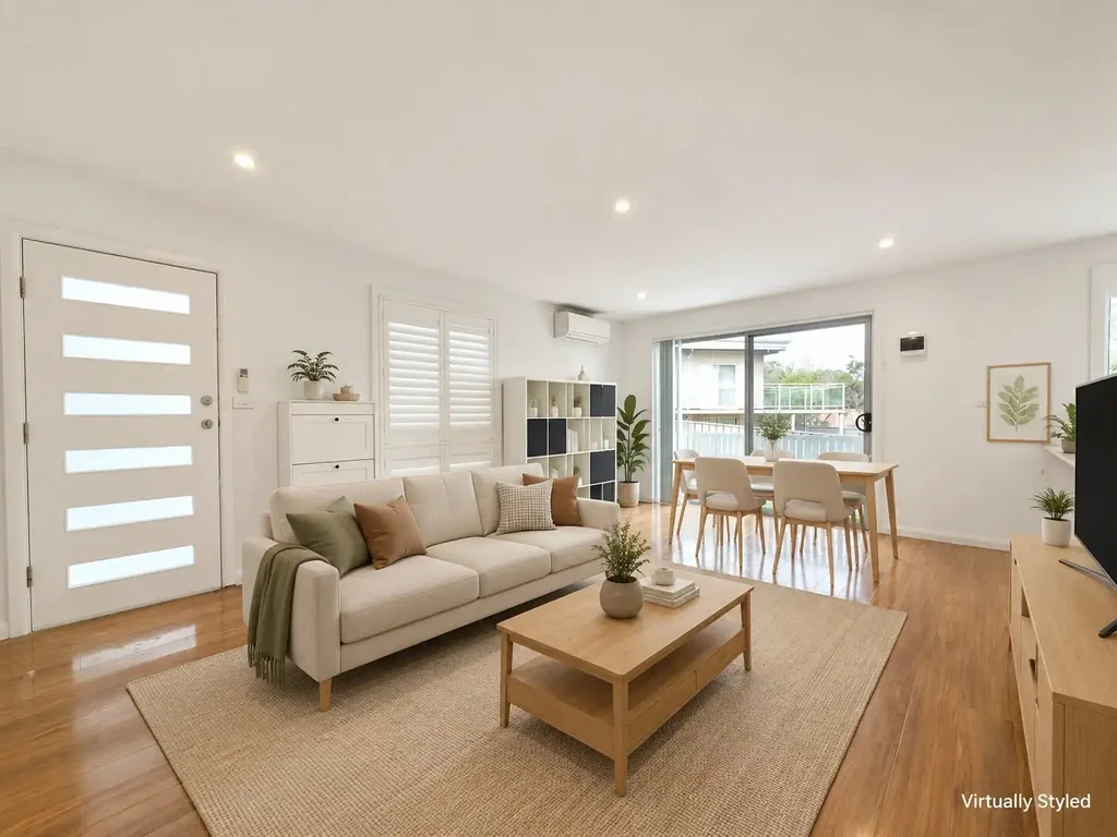 Modern rear residence with spacious yard and garden setting