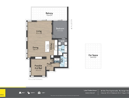 8/106 The Esplanade, Burleigh Heads, Gold Coast, 1部屋, 2バスルーム, Apartment