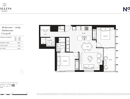911/915 Collins Street, Docklands, Melbourne CBD, 2部屋, 2バスルーム, Apartment