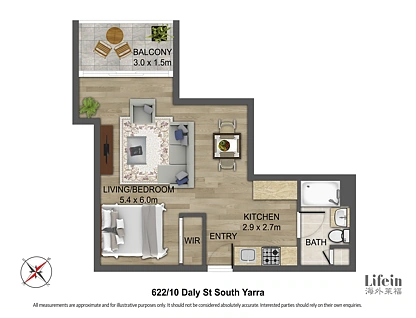 622/8 Daly Street, South Yarra, Inner East Melbourne, 1 ห้องนอน, 1 ห้องน้ำ, Apartment