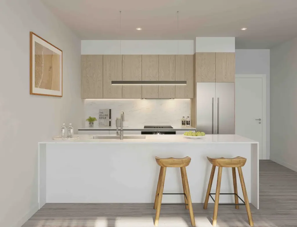 Mount Gravatt East 3房 三层豪华公寓 116平米 现代设计 开放生活区 石材台面 仿木橱柜 双层玻璃 VRF空调 屋顶烧烤区 茂盛绿植 太阳能板 116m2 of Total Living - Construction Commenced