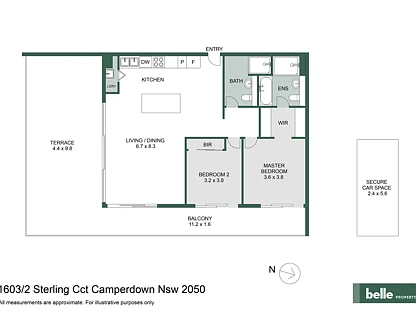 1603/2 Sterling Circuit, Camperdown, Inner West, 2 침실, 2 욕실, Apartment