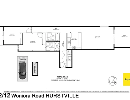 G2/12 Woniora Road, Hurstville, St George, 2 कमरे, 2 बाथरूम, Apartment