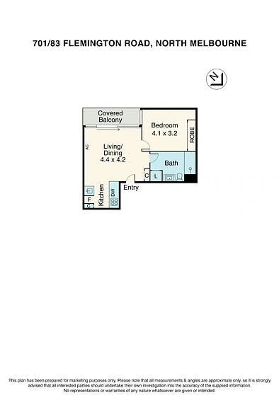 701/83 Flemington Road, North Melbourne, VIC 3051, 1 Bedrooms, 1 Bathrooms, Apartment