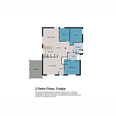 3 Dania Close, Craigie, WA 6025, 3房, 1浴, House