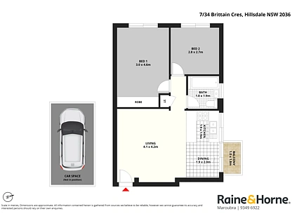 7/34 Brittain Crescent, Hillsdale, Eastern Suburbs, 2房, 1浴, Apartment