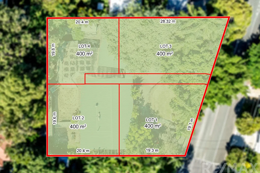Capalaba 4房 稀缺市中心大地、四个主建筑用地、丰厚利润、购物交通学校近、物超所值。 DEVELOPMENT APPROVED 4 BLOCK SUBDIVISION