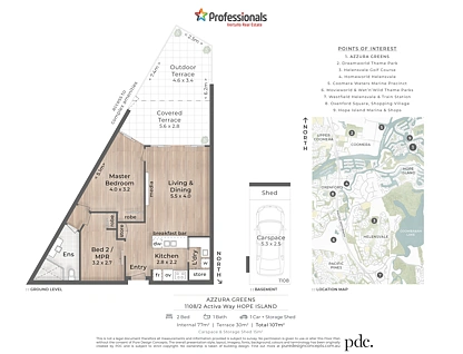 1108/2 Activa Way, Hope Island, Gold Coast, 2 ห้องนอน, 1 ห้องน้ำ, Apartment