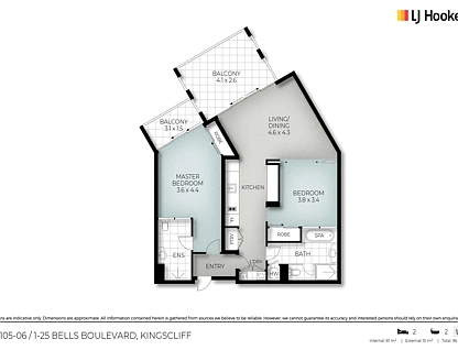 4105-06/1-25 Bells Boulevard, Kingscliff, North Coast, 2 Kuwarto, 2 Banyo, Apartment