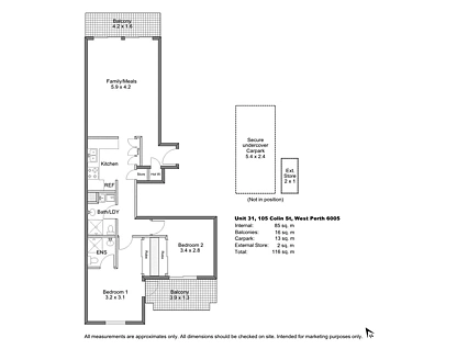 31/105 Colin Street, West Perth, Perth CBD, 2 कमरे, 2 बाथरूम, Apartment