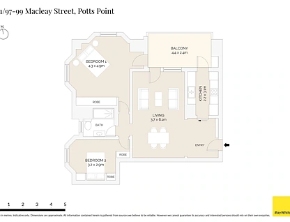31/97-99 Macleay Street, Potts Point, Sydney CBD, 2 Schlafzimmer, 1 Badezimmer, Apartment