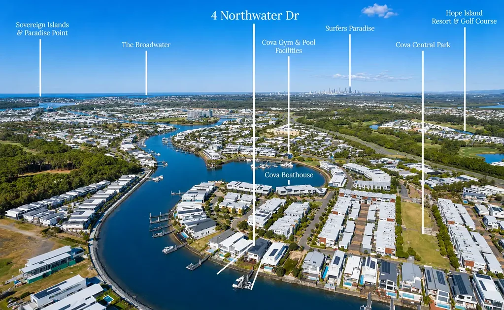 Modern Waterfront Living in Prestigious Hope Island