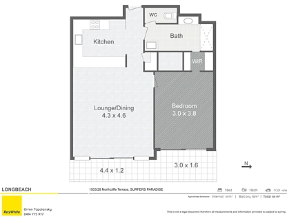 1503/28 Northcliffe Terrace, Surfers Paradise, Gold Coast, 1 Kuwarto, 1 Banyo, Apartment
