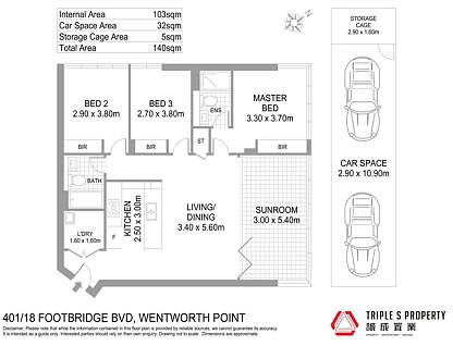 401/18 Footbridge Boulevard, Wentworth Point, Parramatta (Northwest suburbs), 3 Schlafzimmer, 2 Badezimmer, Apartment