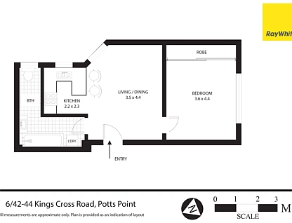 6/42-44 Kings Cross Road, Potts Point, Sydney CBD, 1 침실, 1 욕실, Apartment