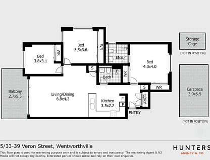5/33-39 Veron Street, Wentworthville, Parramatta (Northwest suburbs), 3 कमरे, 2 बाथरूम, Apartment