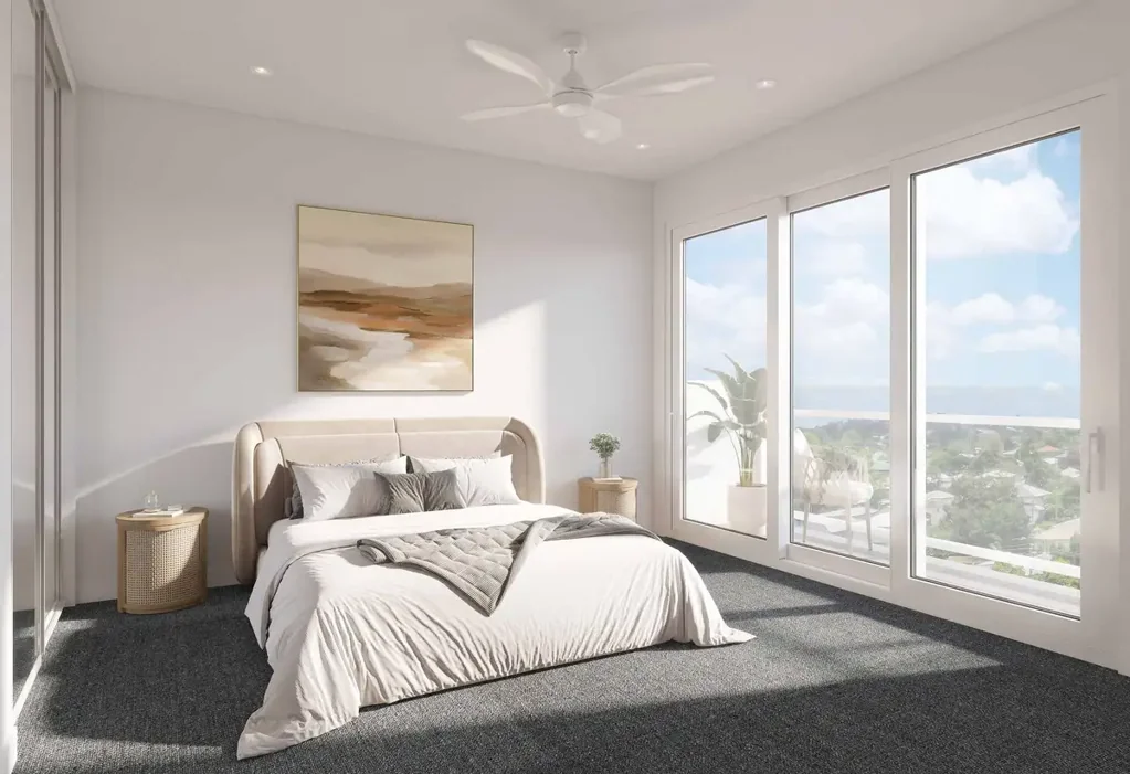 Mount Gravatt East 2房 现代设计精良 开放实用空间 高级石材台面 仿木贴面橱柜 双层玻璃窗 VRF空调 屋顶烧烤区 茂盛绿色花坛 太阳能电池板 便捷交通选择 精品时尚餐厅 2 Bedroom Apartment with District Views