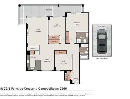 25/1-5 Parkside Crescent, Campbelltown, Macarthur Region, 3 ห้องนอน, 2 ห้องน้ำ, Apartment