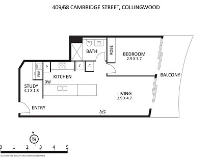 409/68 Cambridge Street, Collingwood, Melbourne CBD, 1 ห้องนอน, 1 ห้องน้ำ, Apartment
