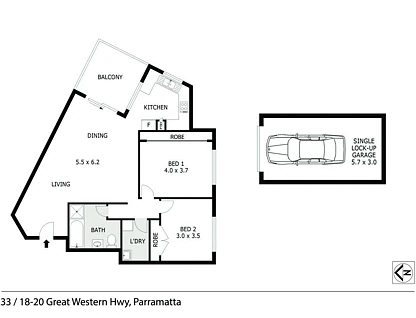 33/20 Great Western Highway, Parramatta, Parramatta (Northwest suburbs), 2 phòng ngủ, 1 phòng tắm, Apartment